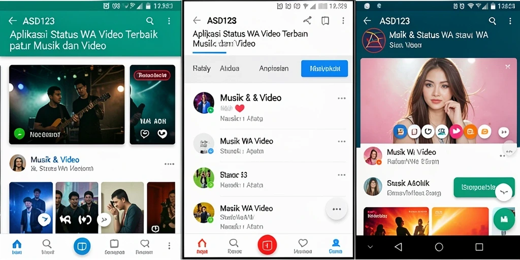 Tampilan antarmuka aplikasi Status WA Video yang menarik dan user-friendly.