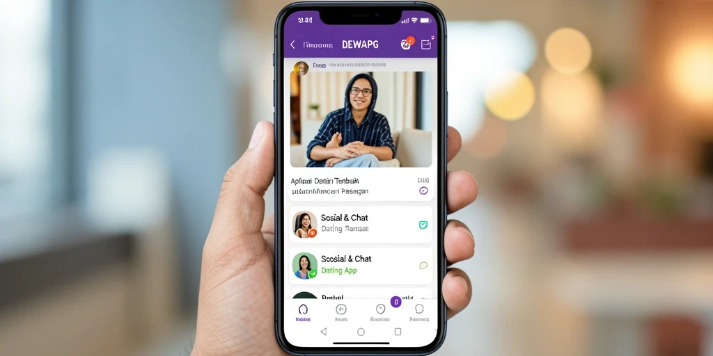 Screenshot DEWAPG menampilkan antarmuka pengguna aplikasi Dating App yang intuitif.