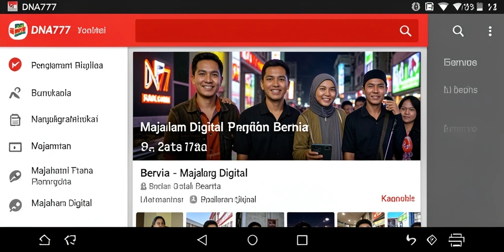 Tampilan antarmuka aplikasi Majalah Digital DNA777 yang modern dan user-friendly.