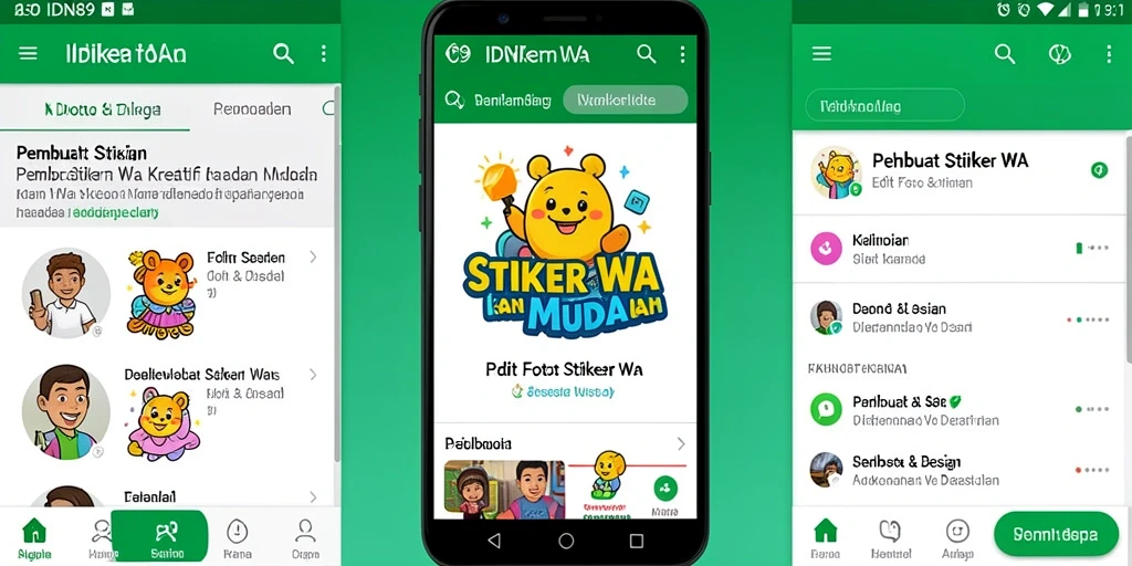 Antarmuka aplikasi IDN89 yang sederhana dan mudah digunakan untuk membuat stiker.