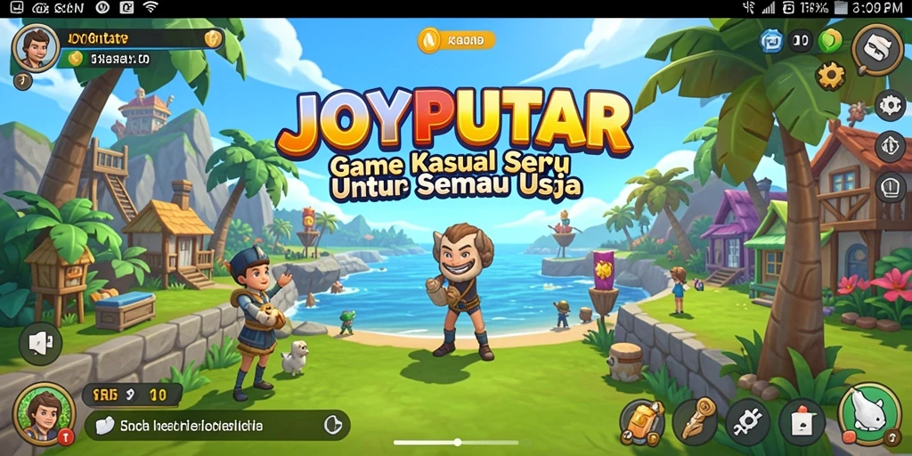 Antarmuka JOYPUTAR yang menarik dan penuh warna.