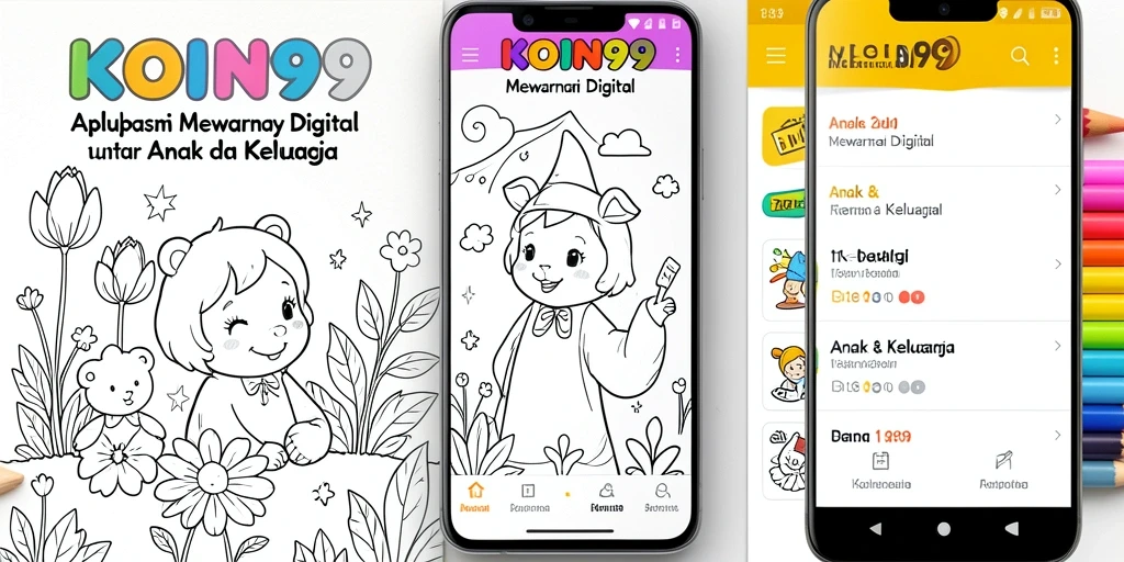Tampilan antarmuka aplikasi KOIN99 dengan fitur mewarnai digital.