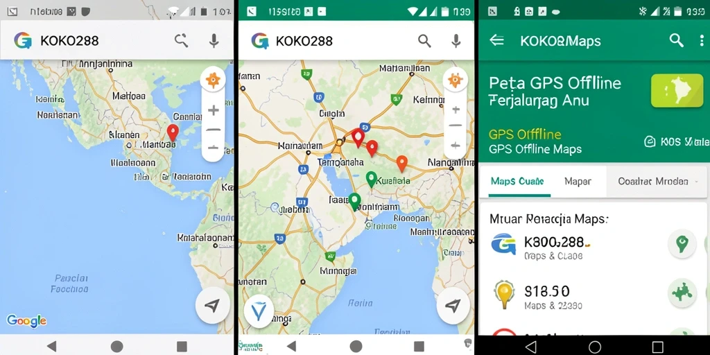 Antarmuka KOKO288 menampilkan peta offline yang jelas dan mudah dinavigasi.