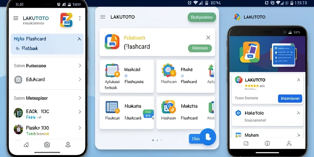 Antarmuka user-friendly aplikasi Flashcard LAKUTOTO yang menarik dan interaktif.