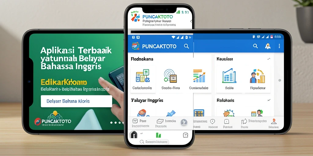 Antarmuka PUNCAKTOTO yang menarik untuk belajar bahasa Inggris.
