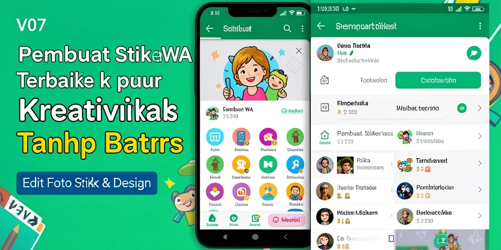 Tampilan antarmuka V07 saat membuat stiker WA yang kreatif.