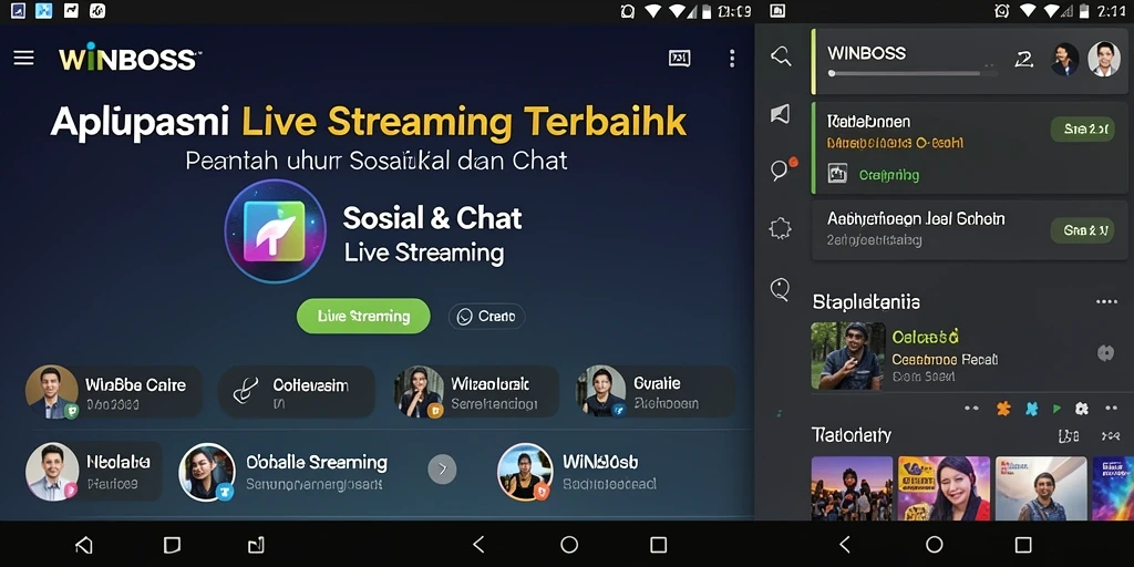 Screenshot antarmuka aplikasi WINBOSS dengan fitur Live Streaming.