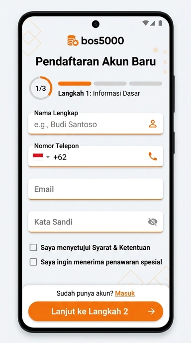 Cara Mudah Registrasi Akun Baru bos5000